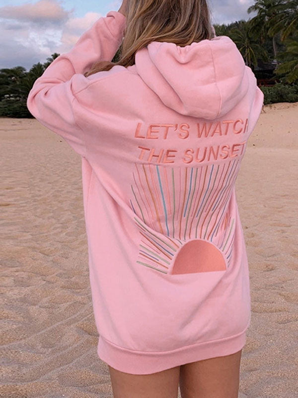 Letters Print Kangaroo Pocket Hoodies