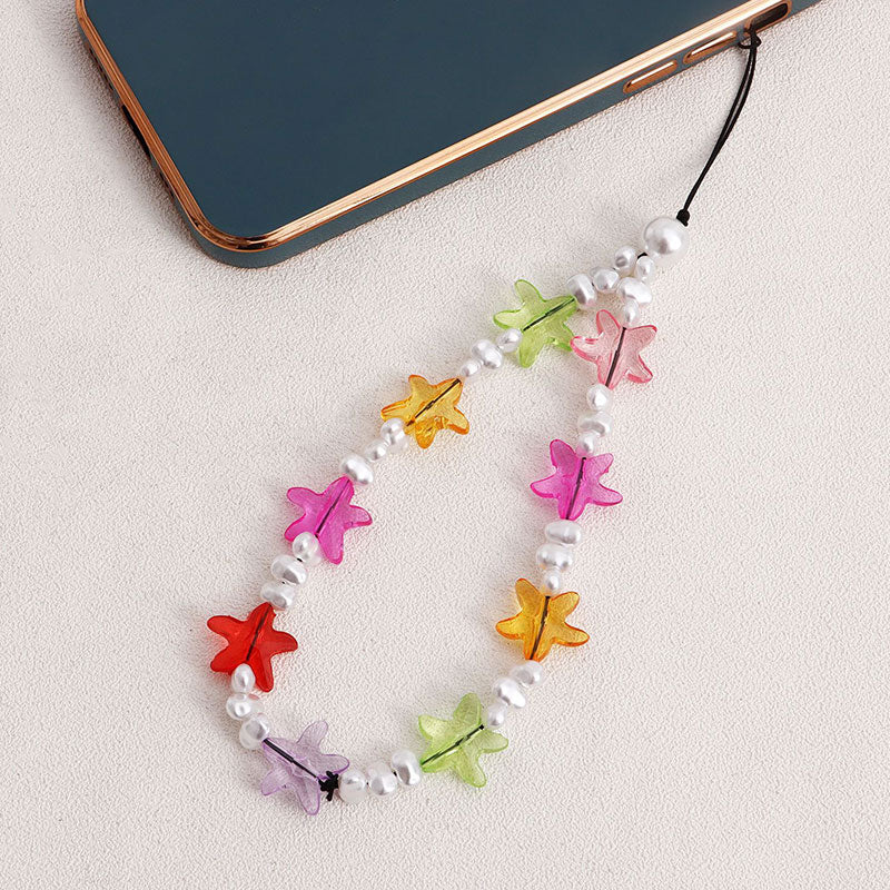 Colorful Beaded Starfish Faux Pearl Phone Chain