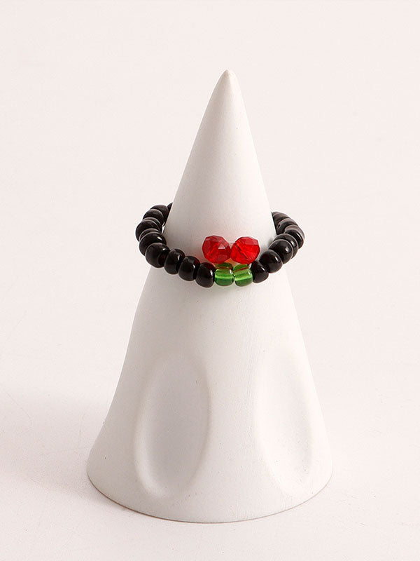 Design Colorful Red Cherry Beaded Ring