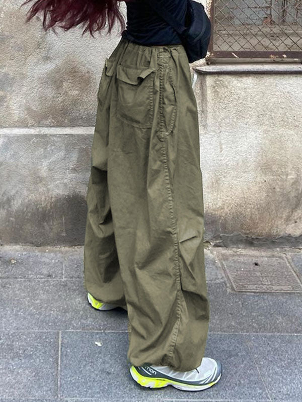 Cozy Low Waist Parachute Cargo Pants