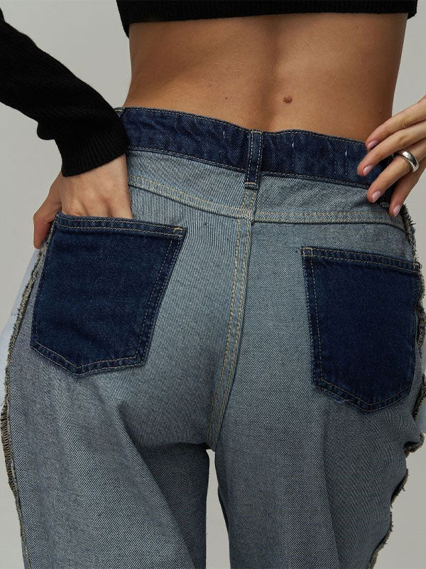 Broken Holes Patchwork Jeans