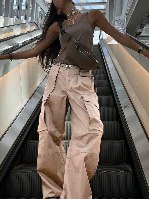 Street Fashion Plain Baggy Cargo Pants