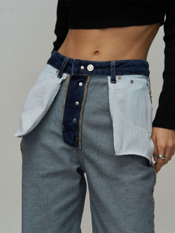 Broken Holes Patchwork Jeans