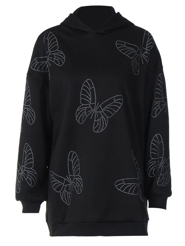 Butterfly Diamante Batwing Sleeve Hoodie