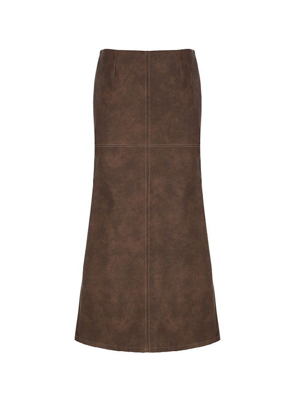 Vintage Back Slit Bodycon Skirt