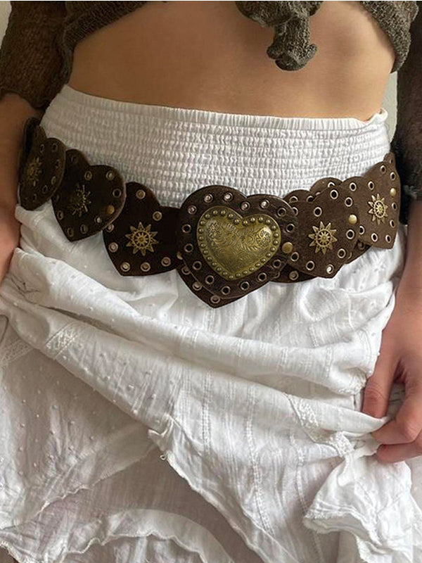 Heart Button Eyelet Adjustable Belt