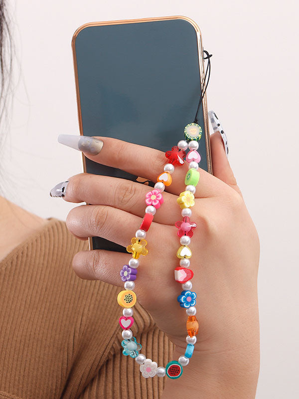 Heart Rainbow Beaded Mobile Phone Chain