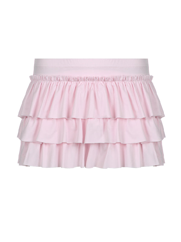 Y2K Plain Bow Patchwork Skirt