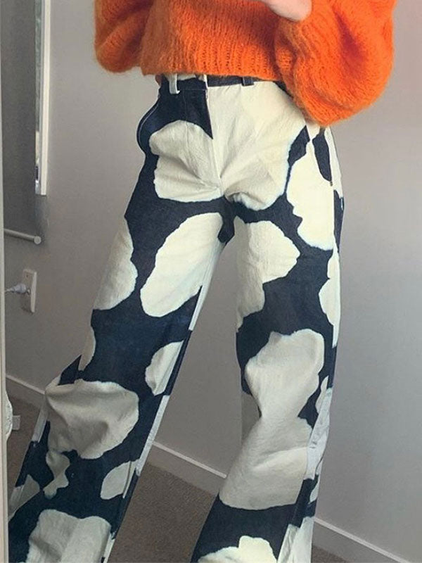 Color Block Animal Printed Jeans