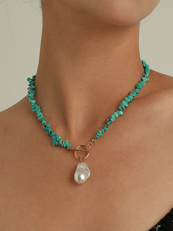 Simple Turquoise Shaped Pearl Necklace