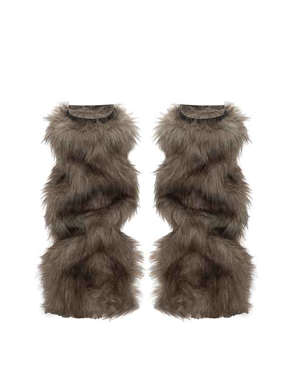 Y2K Faux Fur Patchwork Cozy Leg Warmer