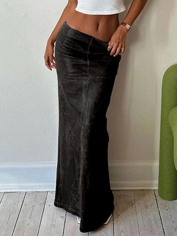 Vintage Back Slit Bodycon Skirt