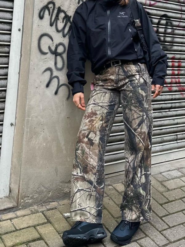 Zipper Button Camouflage Cargo Pants