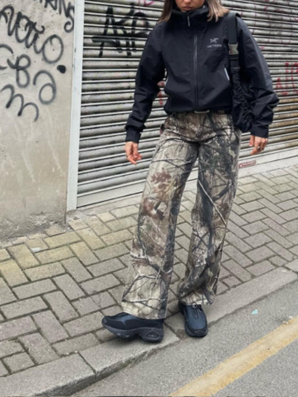 Zipper Button Camouflage Cargo Pants