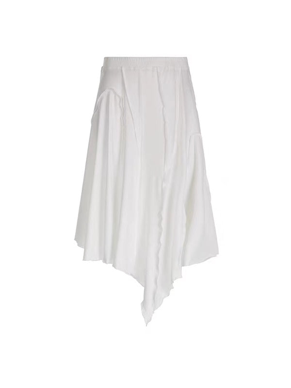 Vintage Plain Asymmetric Hem Skirt