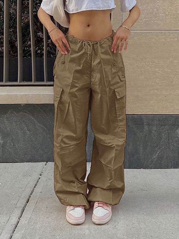 Drawstring Flap Pocket Cargo Pants