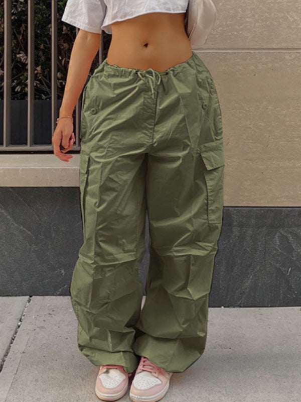 Drawstring Flap Pocket Cargo Pants