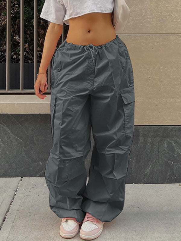 Drawstring Flap Pocket Cargo Pants