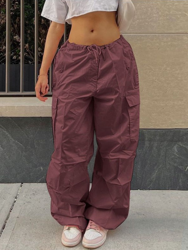 Drawstring Flap Pocket Cargo Pants