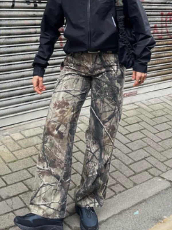 Zipper Button Camouflage Cargo Pants