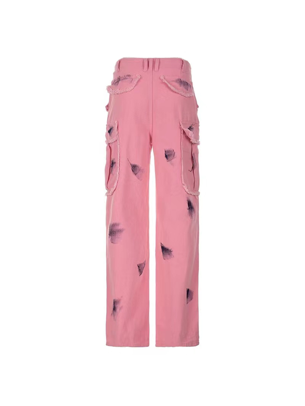 Abstract Printed Flap Pocket Pants