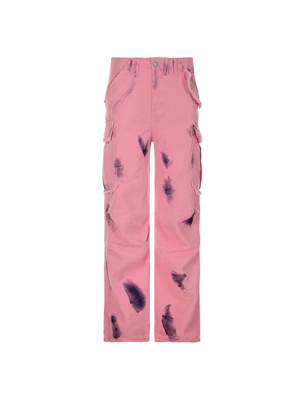 Abstract Printed Flap Pocket Pants