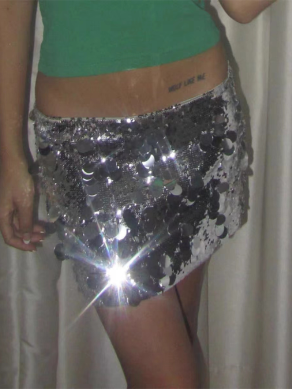 Metallic Glitter Bodycon Mini Skirt