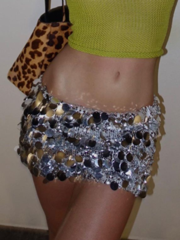 Metallic Glitter Bodycon Mini Skirt