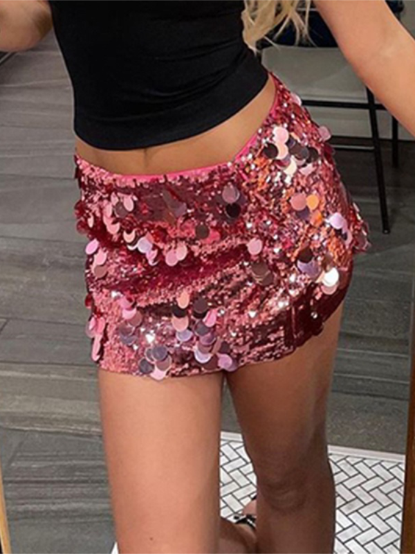 Metallic Glitter Bodycon Mini Skirt