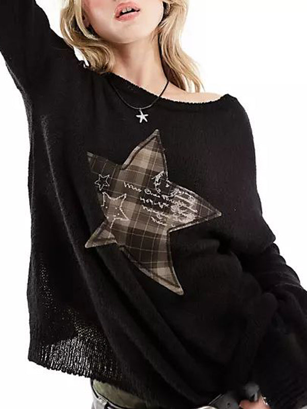 Round Neck Star Patchwork Sweatshirt