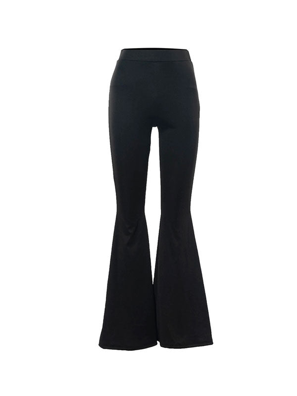 Solid High Waist Flared Pants