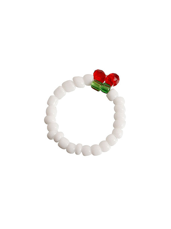 Design Colorful Red Cherry Beaded Ring