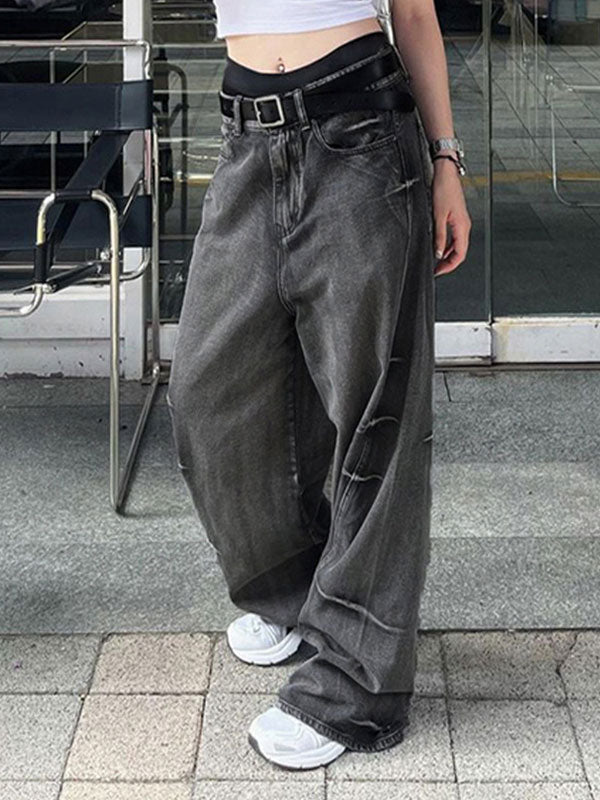 Light Wash Zipper Button Denim Pants