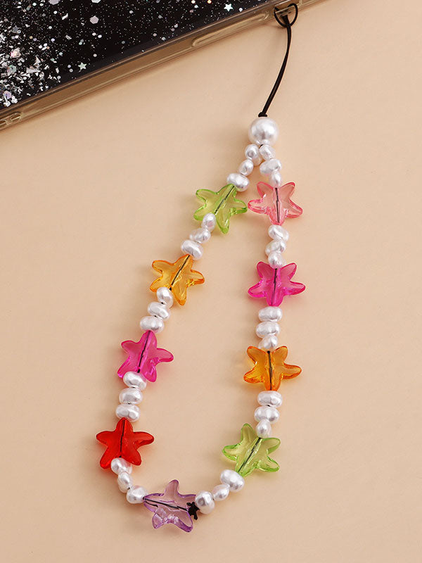 Colorful Beaded Starfish Faux Pearl Phone Chain