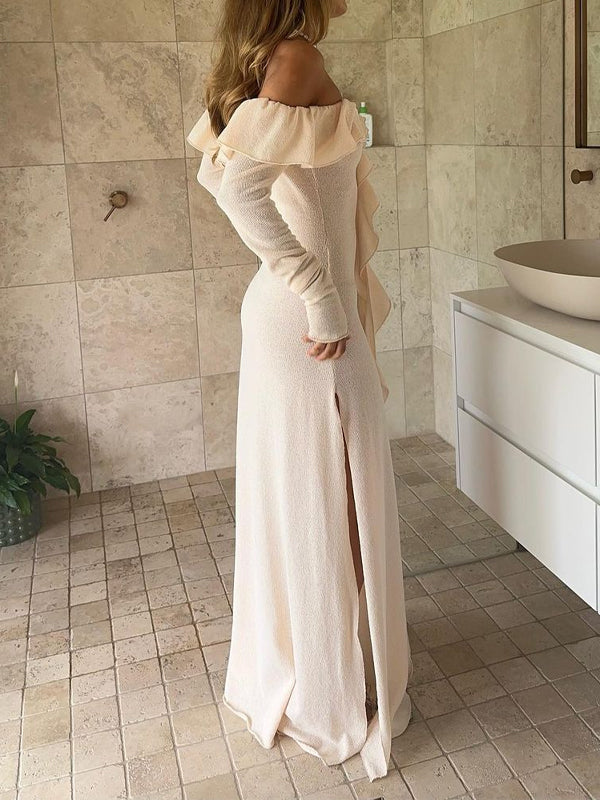 Off Shoulder Side Slit Maxi Dress