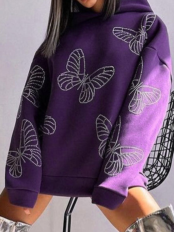 Butterfly Diamante Batwing Sleeve Hoodie