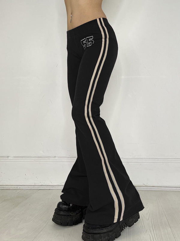 Number Contrast Trim Bell Pants