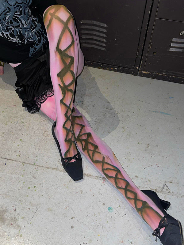 Y2K Footed Graffiti Pantyhose