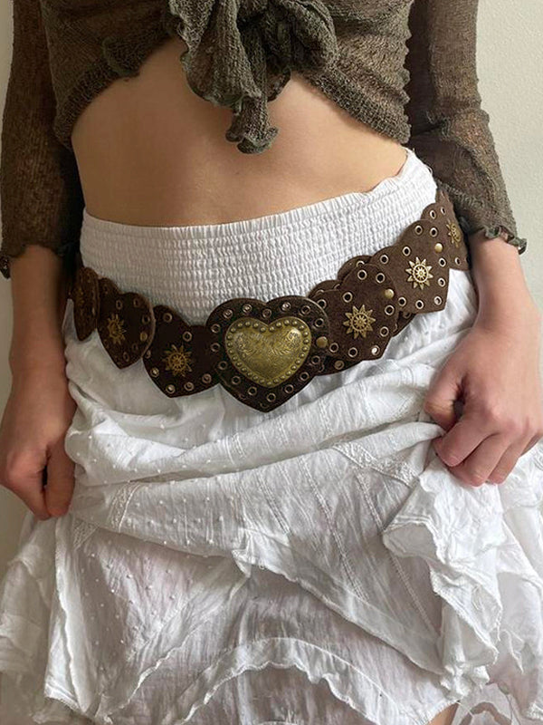 Heart Button Eyelet Adjustable Belt