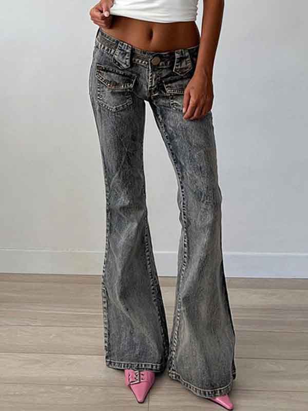 Vintage Low Rise Patch Pocket Jeans