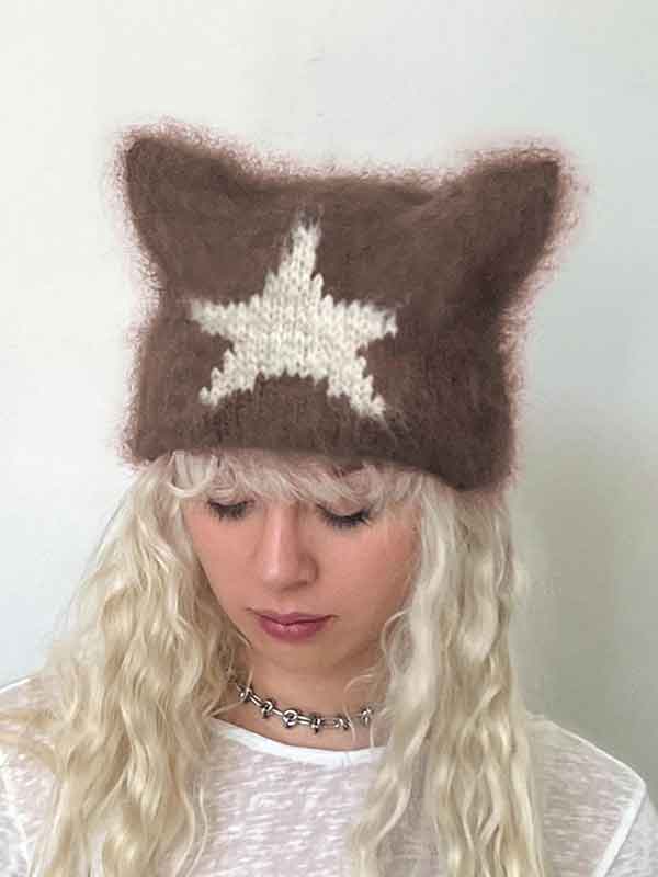 Star Color Block Cute Knitted Hat