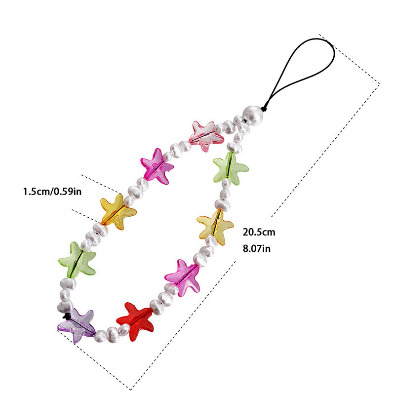 Colorful Beaded Starfish Faux Pearl Phone Chain