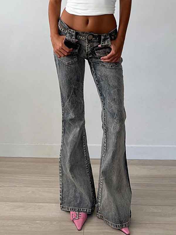 Vintage Low Rise Patch Pocket Jeans