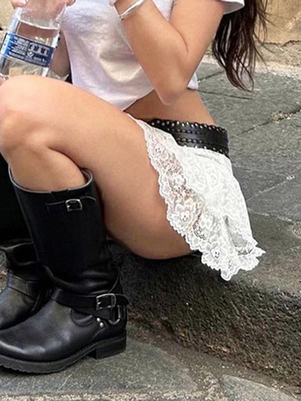 Plain See Through Lace Skirt