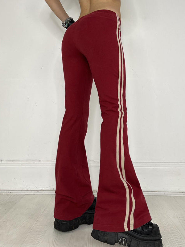 Number Contrast Trim Bell Pants