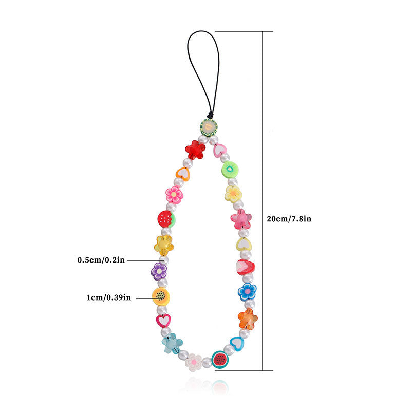 Heart Rainbow Beaded Mobile Phone Chain