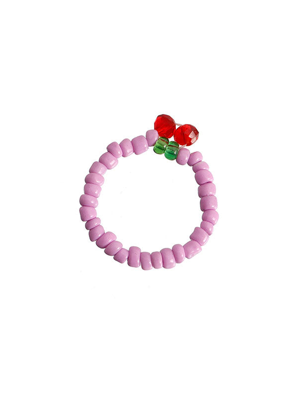 Design Colorful Red Cherry Beaded Ring