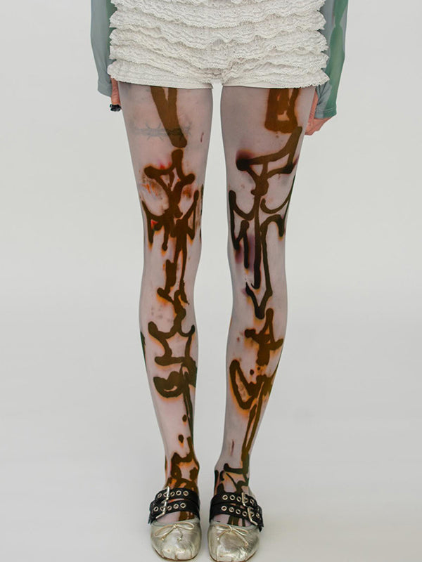 Y2K Footed Graffiti Pantyhose