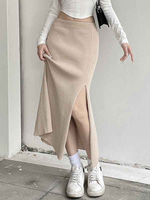 Cozy Side Slit Elastic Waist Mermaid Skirt