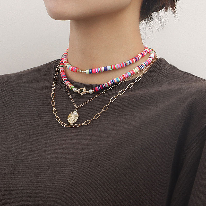 Bohemian Multi Layered Polychrome Necklace